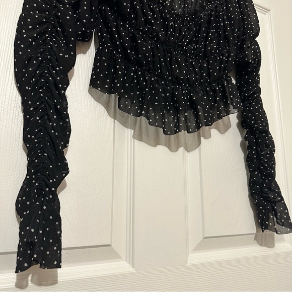Urban Outfitters Cropped Polka Dot Sheer Crop Top - Picture 4 of 6